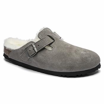 Dámské Boston Birkenstock Shearling Semišové Šedé | CZ 325MQZ